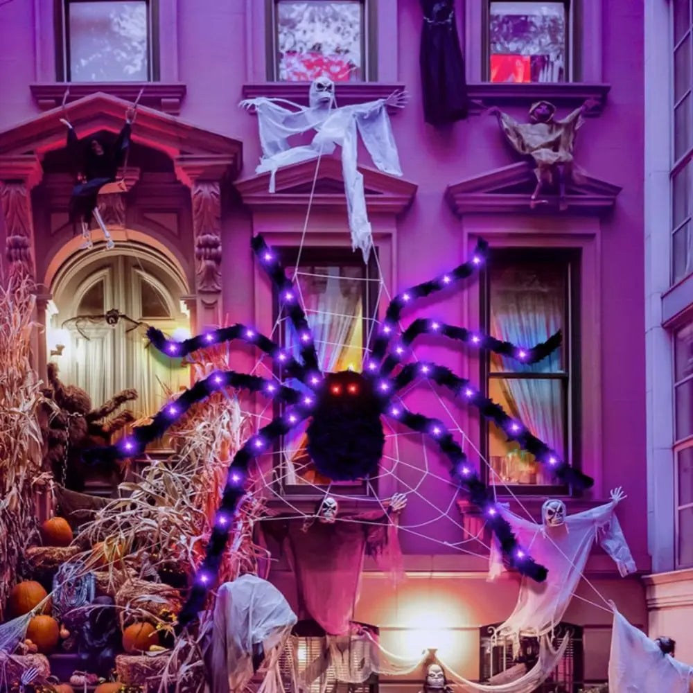8 Modes Halloween Spider Web Lights Glow Waterproof Halloween Spider 5m web