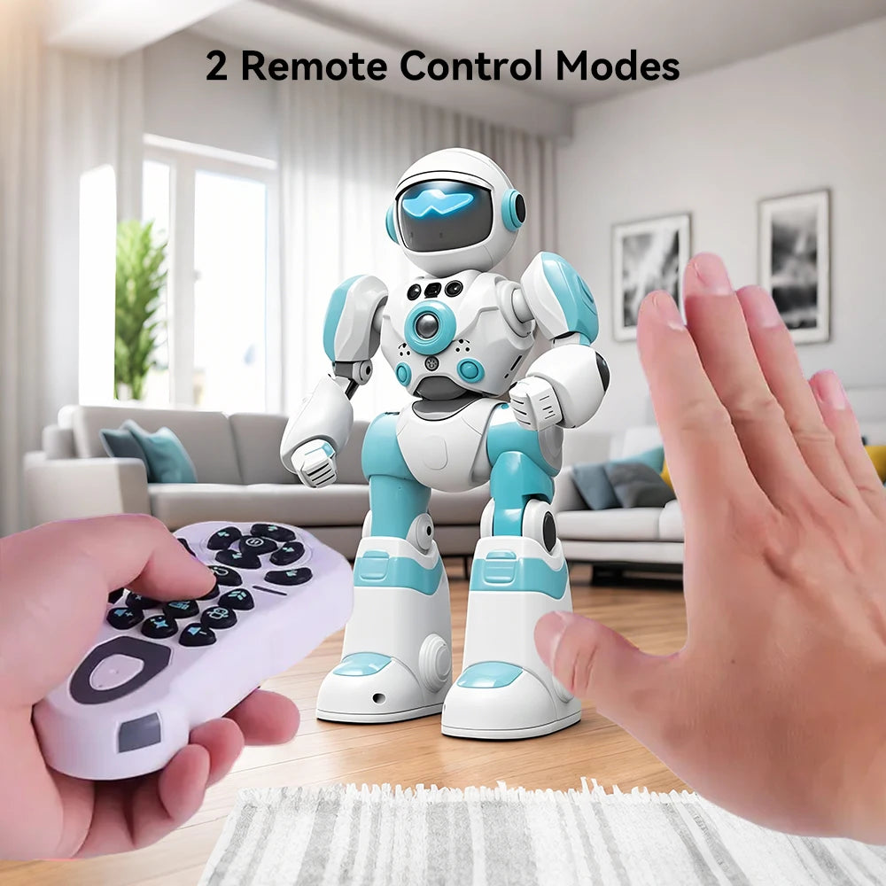 Kids Smart Voice Interaction Robot Blue Plastic Intelligent Robot