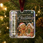 Christmas Money Holders Acrylic Hanging Money Holder Ornaments Christmas Tree Snowman Elk Hanging Pendant New Year Party Decor