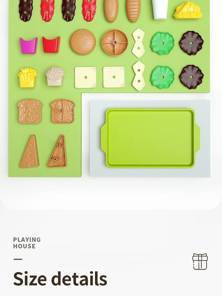 9 PCS Set Detachable Plastic Snack Hamburger Pretend Toy Kids Kitchen Play House Food Toy