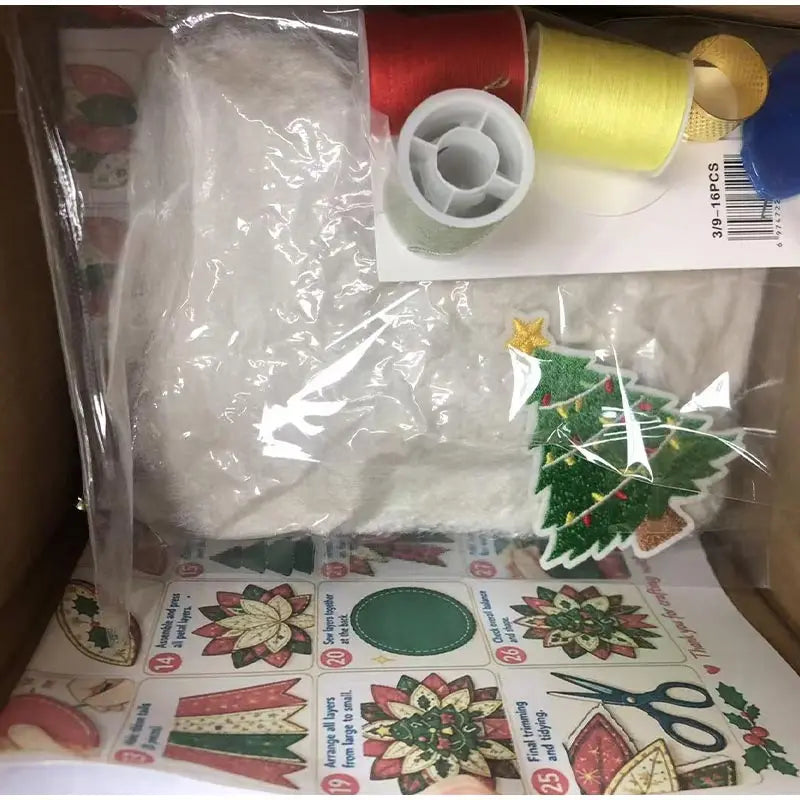 2026 DIY Sewing Kit Christmas Door Hanging Wreath Quilted Fabric DIY Handmade Christmas Tree Holiday Craft Home Decoration Gifts
