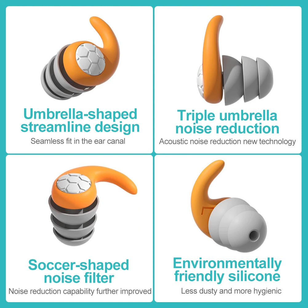 Silicone Noise Cancelling Earplugs Noise Filter Sleep Swimming Waterproof