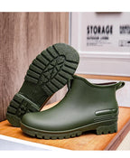 Couple's Short-Tube Non-Slip Plastic Rain Boots, Outdoor Commuting Waterproof Shoes, Pvc One-Piece Molded Women's Water Boots,