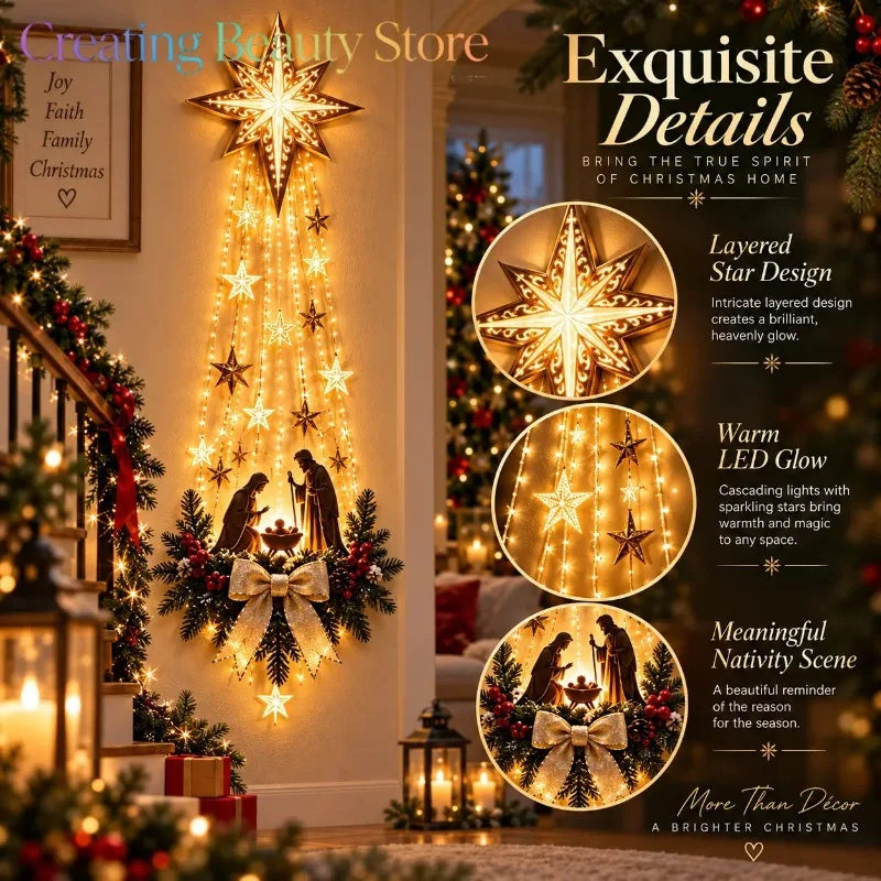 Light-Up Nativity & Bethlehem Star Wall Decoration