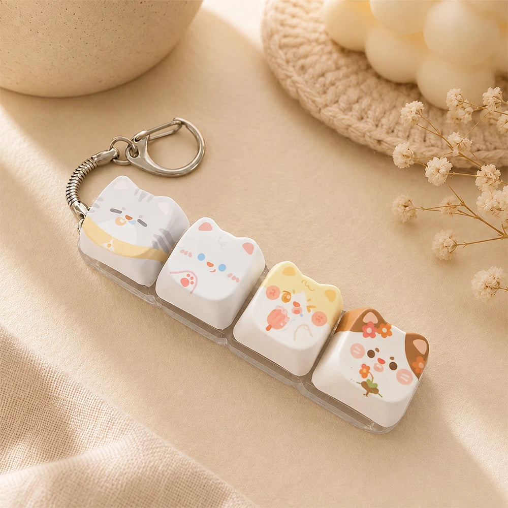 Cat Keyboard Fidget Keychain — 4 Keys