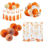 Boho Pom Pom Autumn Garland – Orange & Beige