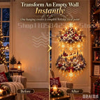 2026 Illuminated Christmas Tree & Village Wall Hanging Cascading Warm Lights,Tree and Village Scene | Warm Cascading Lights
