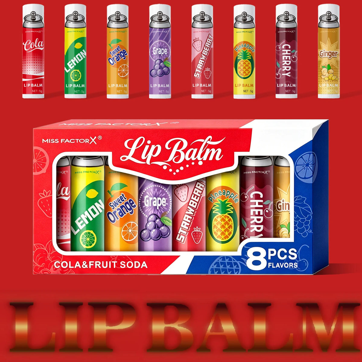 8PCS Soda-Inspired Lip Balm Set, Long-Lasting Moisture & Anti-Chapping Gift Giving