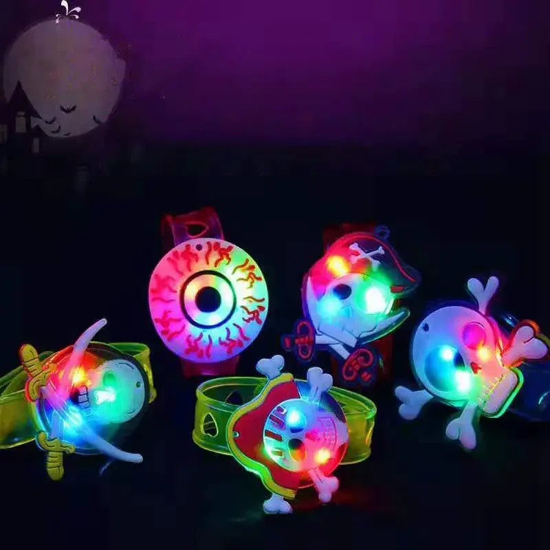 10/20/30PCS Glowing Halloween Pumpkin Ghost Bracelet Rings Night Decor Halloween Party Favor Festival Carnival Gifts Bag Fillers