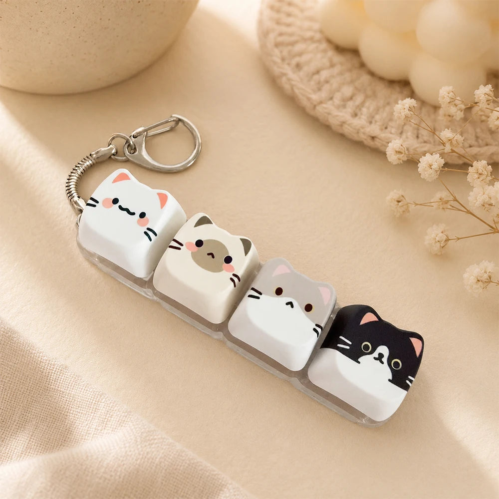 Cat Keyboard Fidget Keychain — 4 Keys