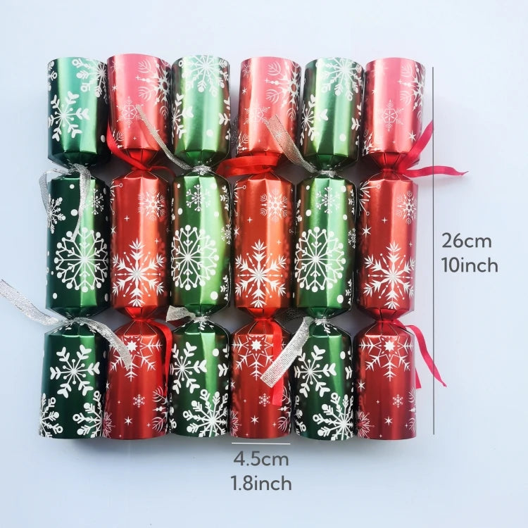 10Inch Christmas Cracker Set of 6pcs Christmas Crackers with Snap and Prize Father Christmas Snowflake Santa Claus Free Shipping