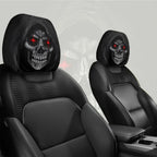 2Pcs Death Skull Flame Red Eye Print Car Headrest Cover Elastic Neck Support Auto Headrest Protector Easy Install Universal Car