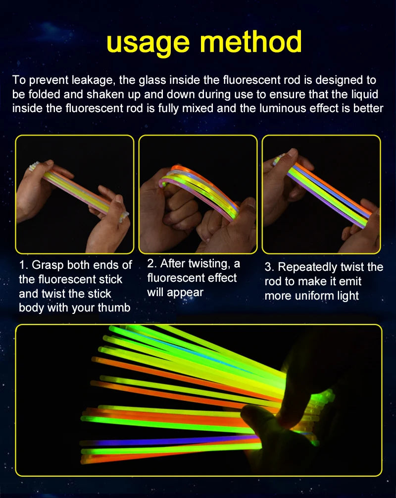 50/100Pcs Fluorescence Sticks Party Multicolor Glowing Stick Bright and  Bendy