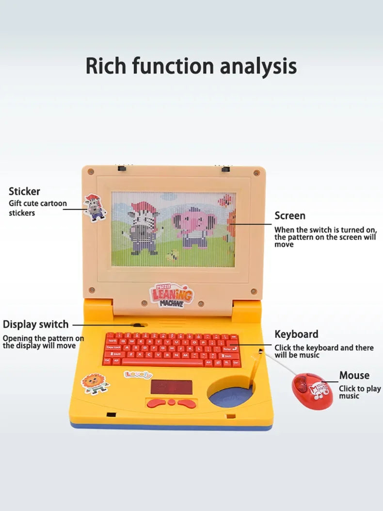 Mini Notebook Musical Toy Laptop Portable Integrated Toddler Puzzle Learning Machine Fake Computer Enlightening Birthday Gifts