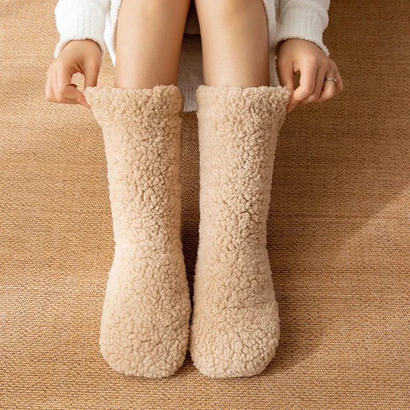 Thickened Winter Women Thermal Cashmere Socks Floor Socks Women's Carpet Home Plus Socks Velvet Sleep Socks Slippers Leg Cover