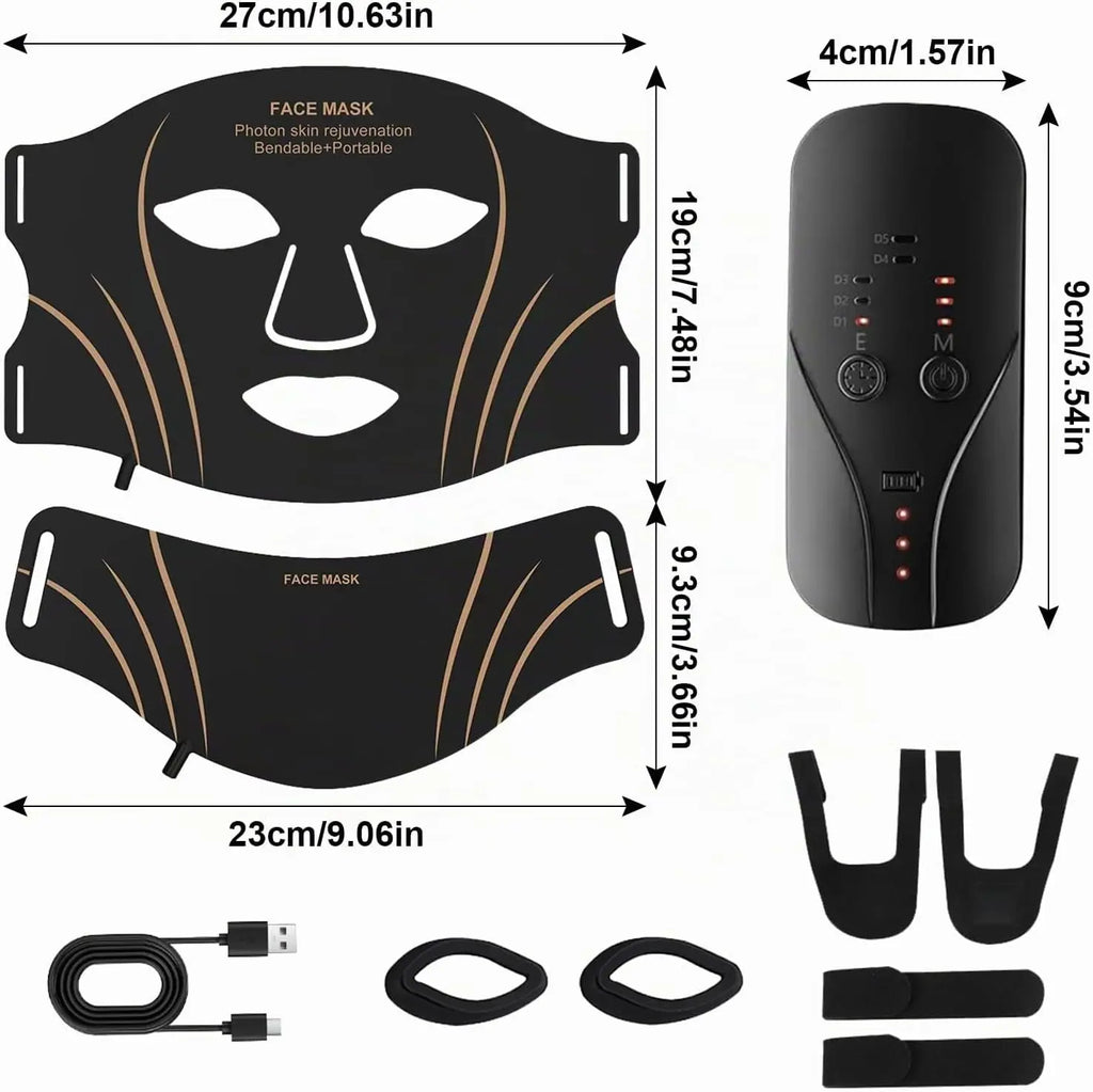 Flexible Silicone Face and Neck Mask 7 Colors High Energy Photon Masks Wireless LED Facial Mask Effortless Daily Skin Care