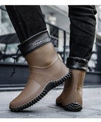 Men Rain Boots Fashion Mid-calf Rubber Boot Outdoor Waterproof Garden Work Shoe Non Slip Fishing Rubber Galoshes Men Rubberboots