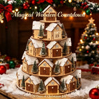 Wooden Christmas Advent Calendar 24, Days House Shape Countdown Ornament, Xmas Tree Decoration Gift For, Kids Home Party Decor