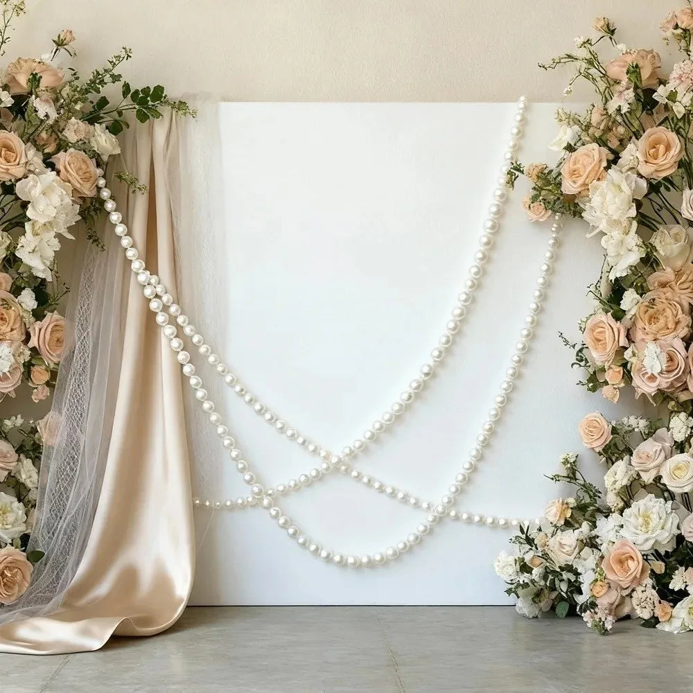10pcs DIY Beaded Faux Large Pearl Garland White Ball Pendant & Figurine Wedding Backdrop Wall Decor