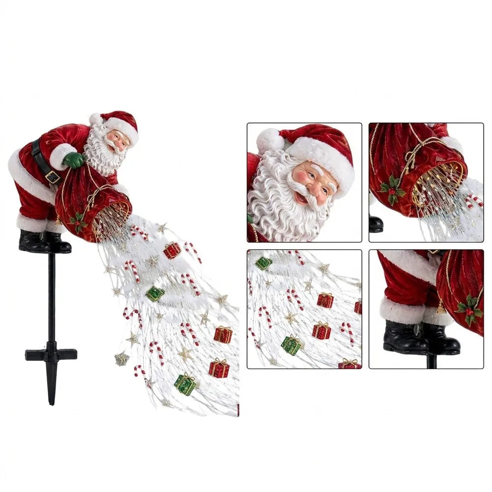 Santa LED Christmas Garden Lights, Flowing Light Effect Illuminated Decor, Waterproof Outdoor Ornament For Yard, Lawn, Pathway