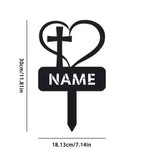Personalized Metal Heart with Cross Sign Grave Maker Black Custom Memorial Stake Personalized Loss of Loved One Cemetery Stake f