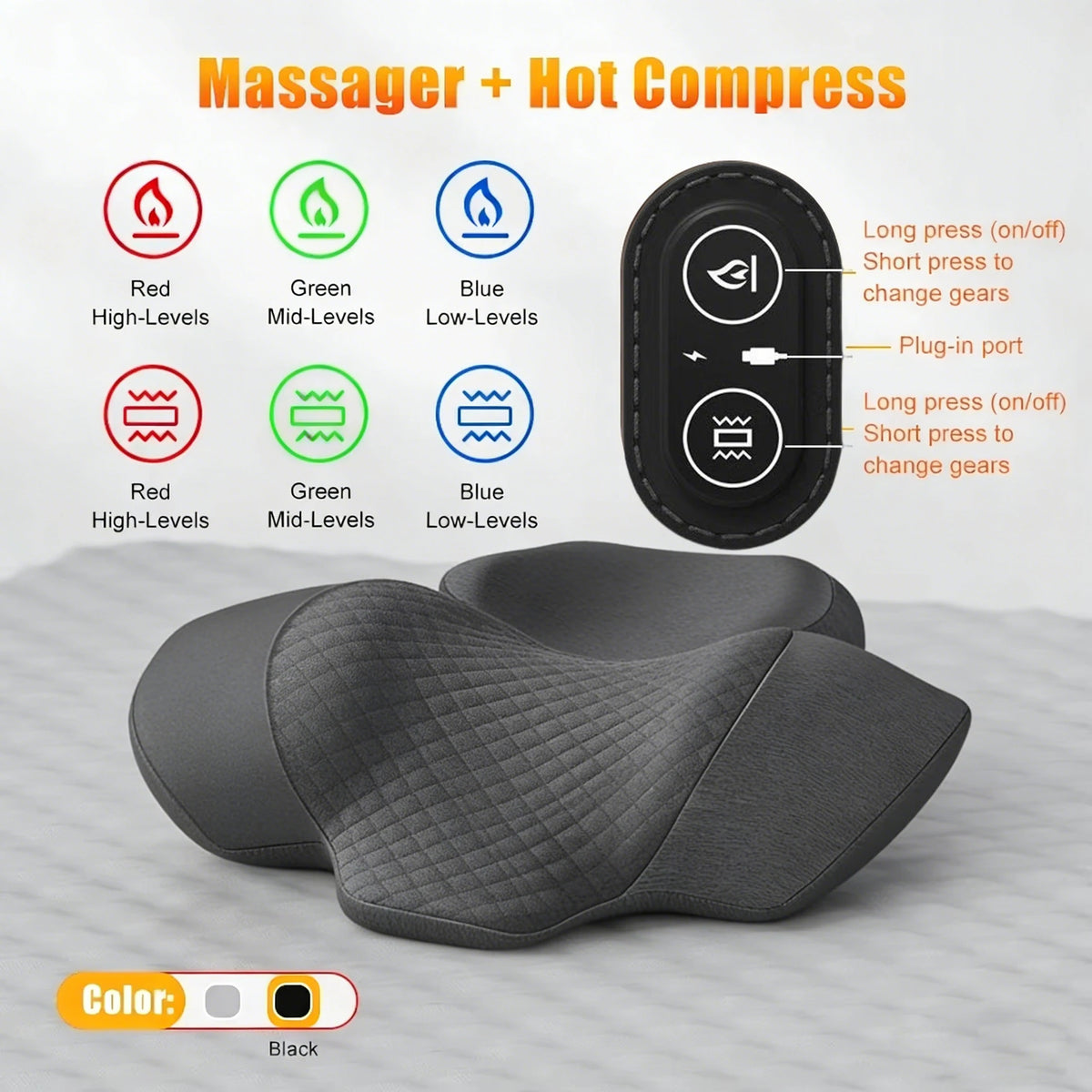 Heated Vibrating Neck Massage Pillow