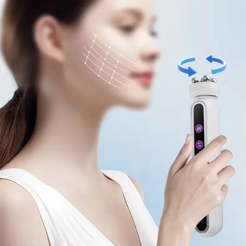 3in1 RF Heating EMS Facial 360° Roller Massager  Firm Microcurrent Beauty Machine
