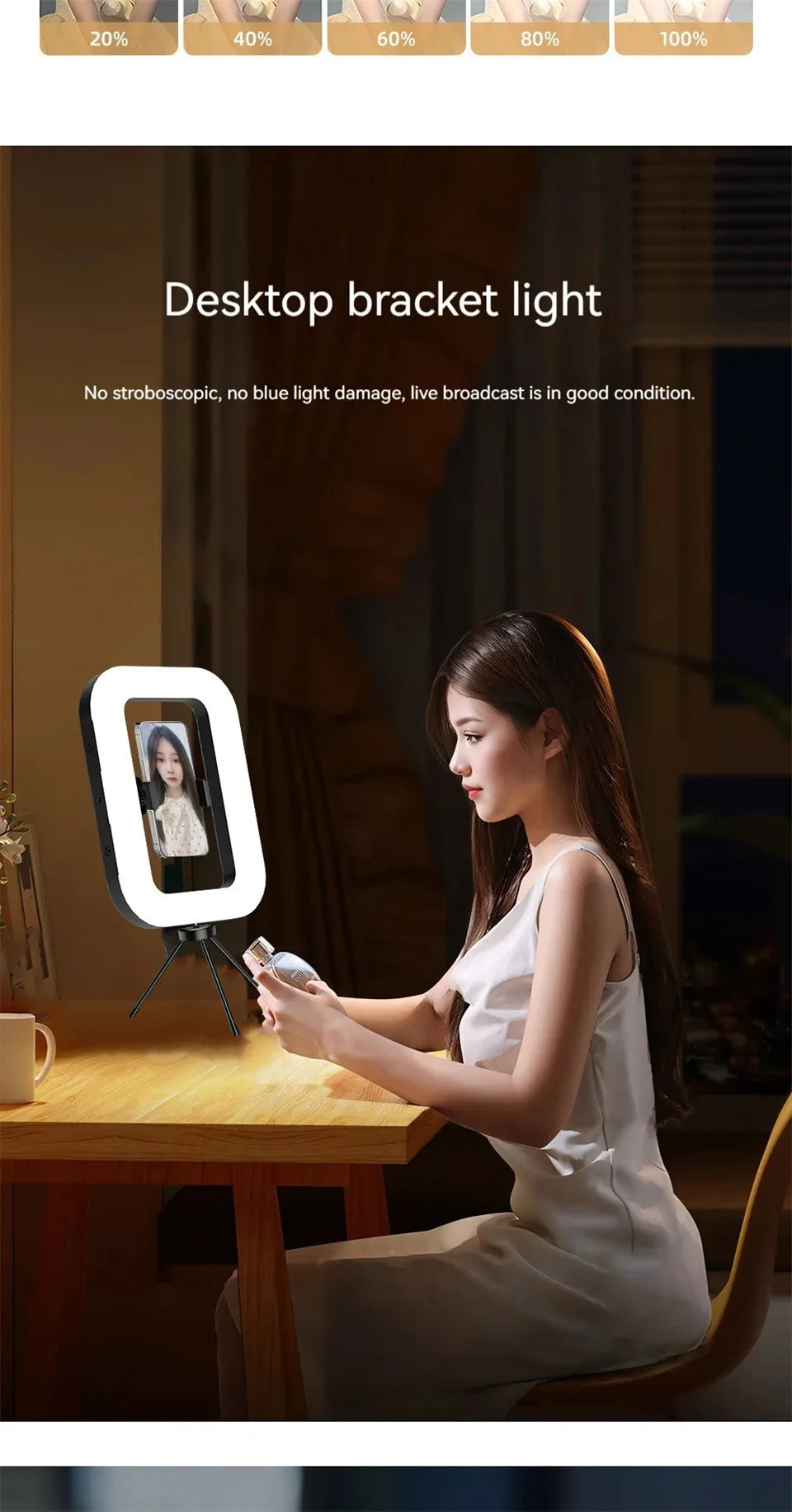 Roreta New Handheld Ring LED Rechargeable Portable Mobile Phone Live