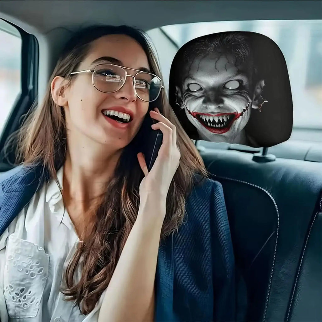 NEW Head Rest Cover For Car Universal Spooky Soft Funny Case Decor Car Headrest Covers For Daily Commuting Trip Home Trick Party