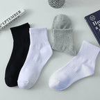 5/10/20 Pairs Neutral Solid Color Round Neck Socks Spring Summer Sweat Absorbing Breathable Comfortable All-season Sports Socks
