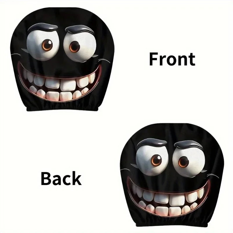 1/2pcs Funny Cartoon Eyes Car Headrest Covers Double-sided Universal Fit Car Headrest Covers for Auto Front Seat Rest Decoration