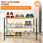3 Tier Bamboo Shoe Rack ,Black/Natural