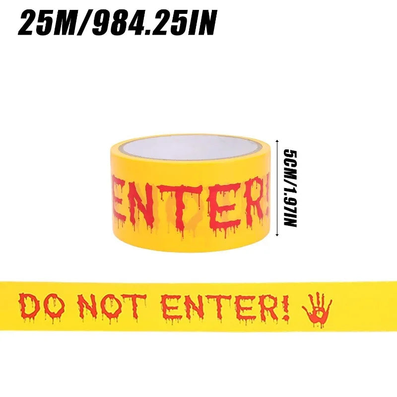 Warning Tapes Halloween Decoration Do Not Enter Roll for Door Windows Yards