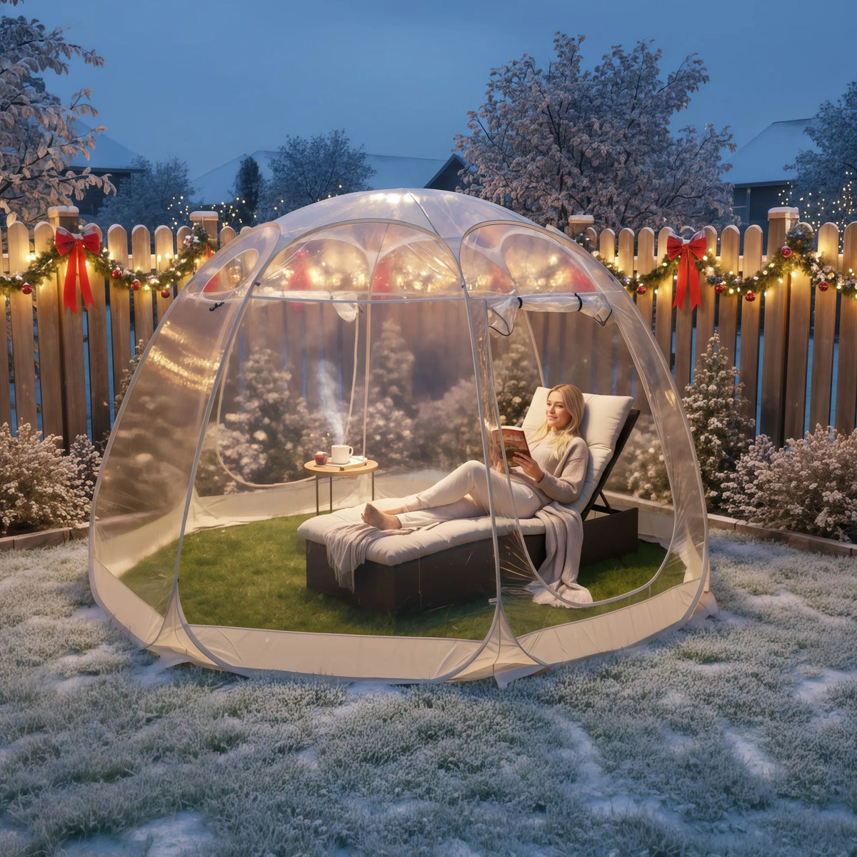 Large Instant Pop-Up Bubble Tent, Weatherproof Outdoor Igloo Screen House, Oversize Camping Pod, Patio Cold Protection