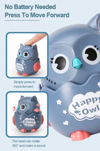Classic Wind Up Interactive Owl Shaped Press Mechanical Sliding Toys for Boys Girls Birthday Xmas Gift