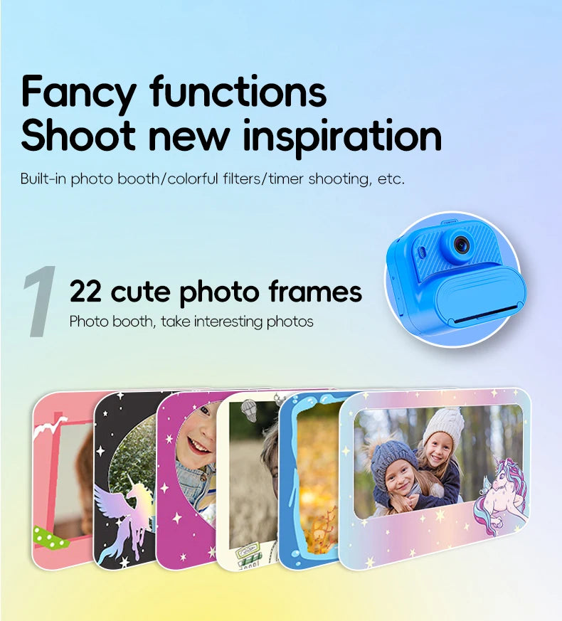 Children's Camera with Photos Prints 1080P Children's Instant Camera Toy