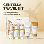 Korean Centella Travel Kit, Toner,Ampoule,Soothing Cream,Cleansing Oil,Ampoule Foam,Basic Daily Skincare Mini 5pcs Gift Sets