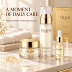 OKADY 10-Piece Peptide Skincare Set for Women, Hydrating & Moisturizing Face Care Kit with Cleanser, Toner, Serum x3, Lotion, Eye Cream, Face Creams and Eye Mask, Daily Skin Care Routine in a Gold Gift Box, Birthday, Christma
