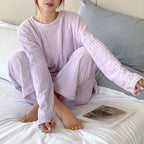 Soft Coral Velvet Jacquard Warm Pajama Set for Women Cozy Loungewear Outerwear for Winter Christmas Valentine's Day Gift