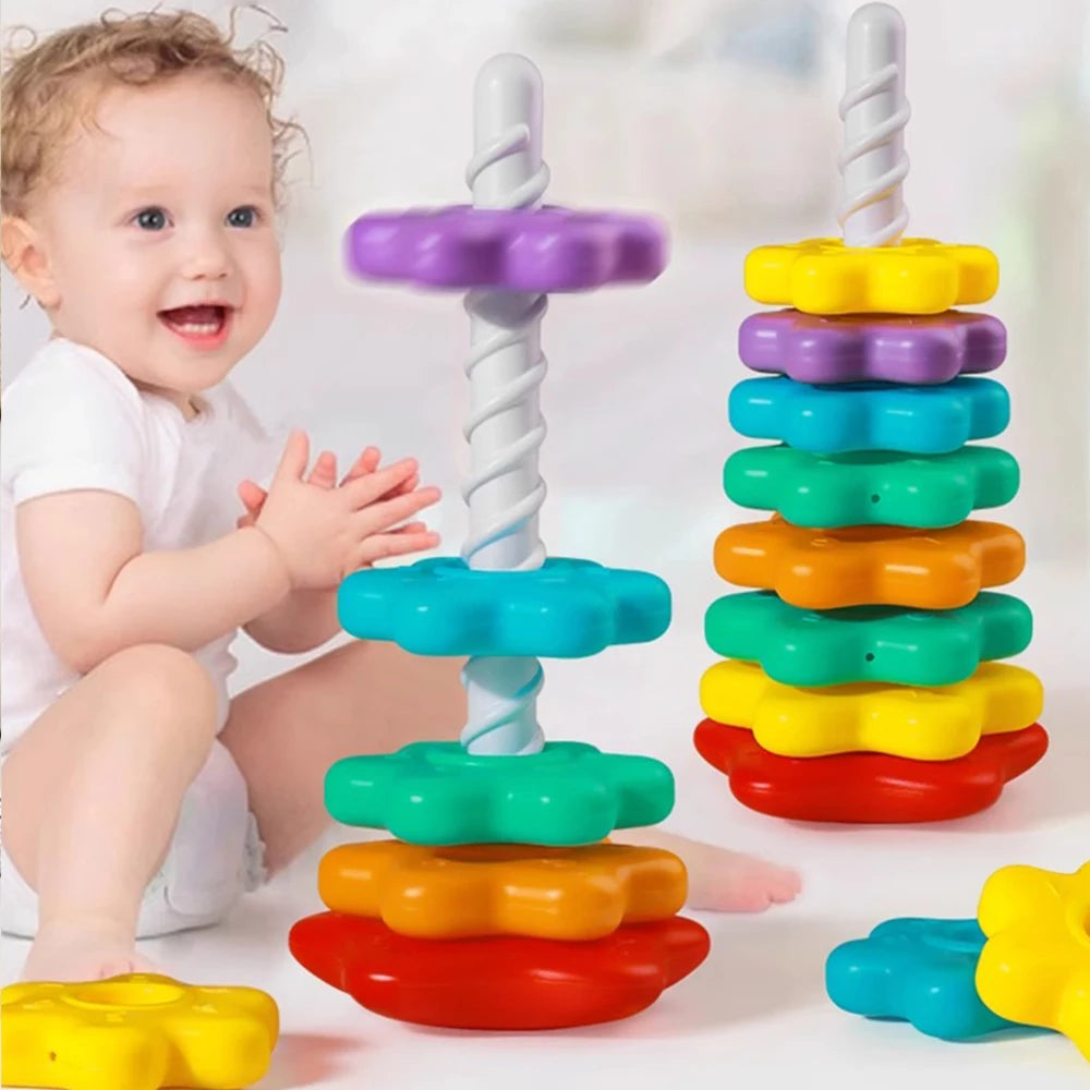 Baby Rotating Rainbow Stacking Tower