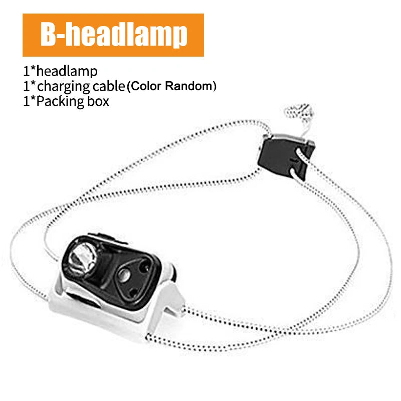 Portable XPG Headlight Sensor Headlamp Mini Flashlight USB Rechargeable High Brightness 4 Modes Night Working Head Torch Light