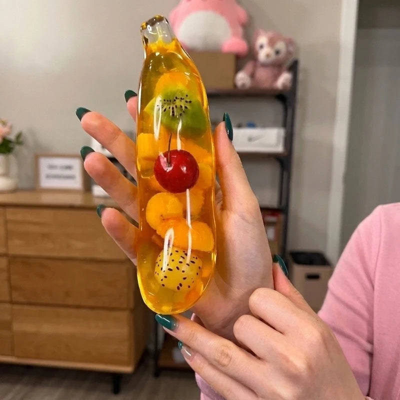 Fruit Banana Jelly Squishy Toy Stress Ball Fidget Toys Big Slushy Banana Squishy Toys Squeeze Ball ASMR Anti Stress Relief Toys