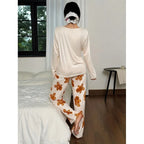This year's new women's Doz Lane Gingerbread Man print casual Christmas pajama set