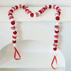 Christmas Felt Ball Garland Red＆White Candy Ball Pom Pom Garlands for Xmas Tree Festive Mantle Wall Fireplace Hanging Decor