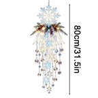 Crystal Waterfall Christmas Lights, LED Warm White Snowman Christmas Pendant Light with Crystal Snowflake Droplets Home Decor