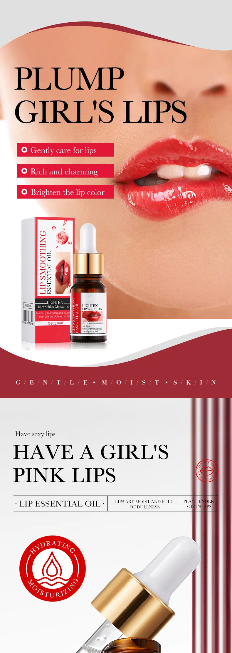 Lip Booster Plumping Serum Oil Hyaluronic Acid Moisturising  Stimulant Free Brightening Lightening Lines