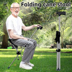 2-in-1 Folding Cane and Chair Foldable Travel Cane, Suitable for Hiking, Camping, Outdoor Activities