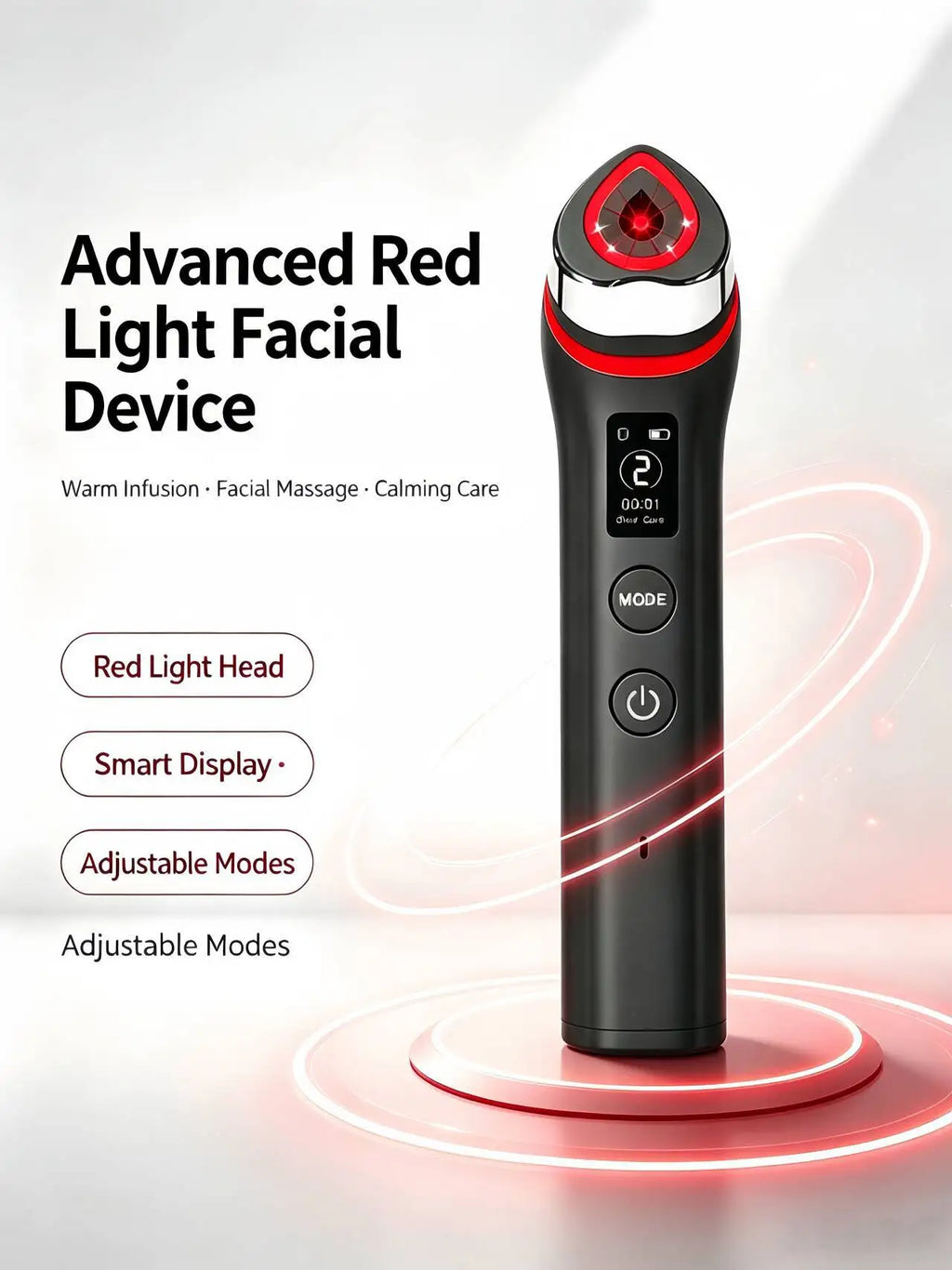 Ager Booster Pro Lifting Face Neck Therapy LED Vibration Massager Beauty Device for Anti-Aging Wrinkles, Skin Rejuvenation