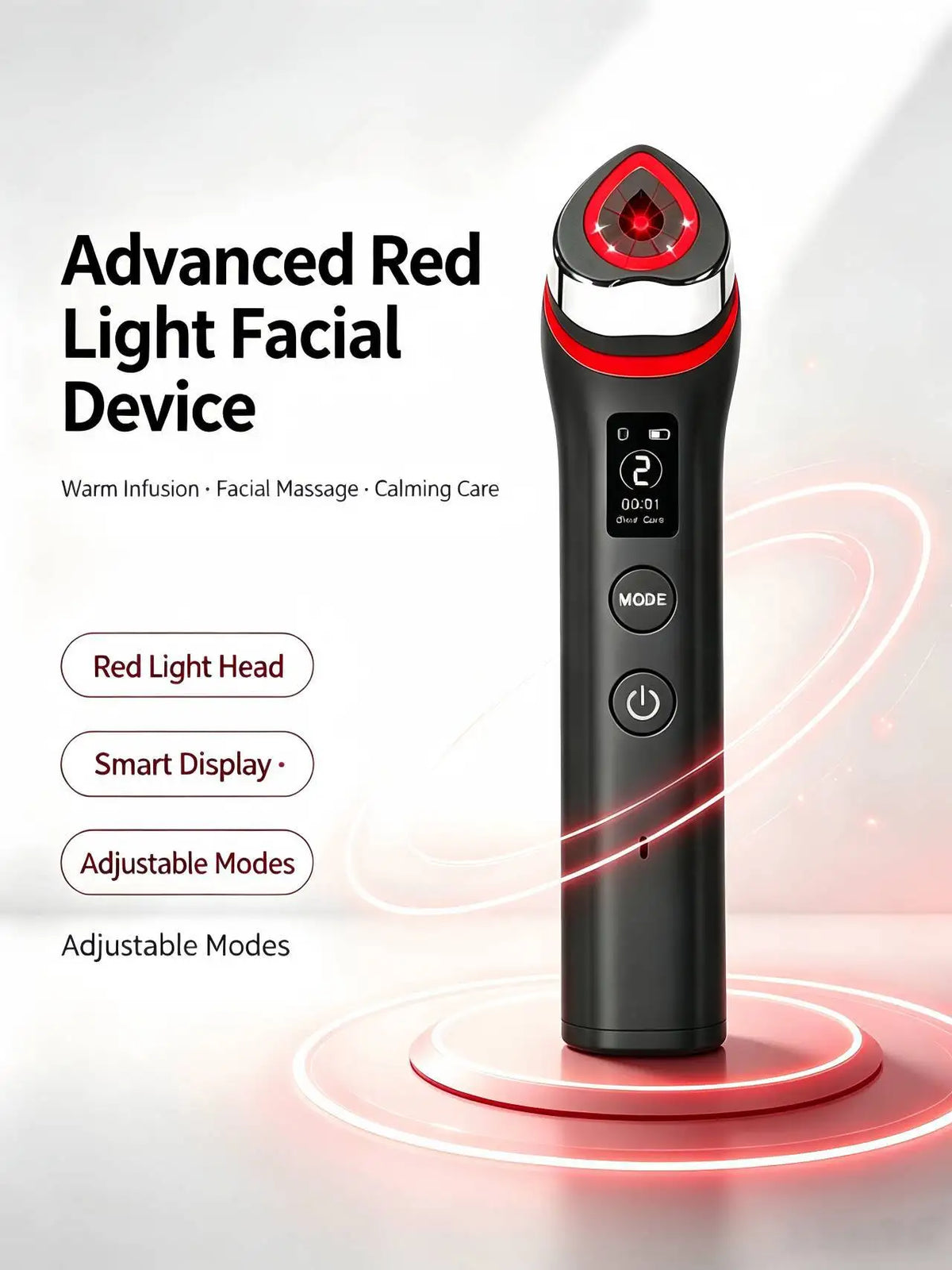 Ager Booster Pro Lifting Face Neck Therapy LED Vibration Massager Beauty Device for Anti-Aging Wrinkles, Skin Rejuvenation