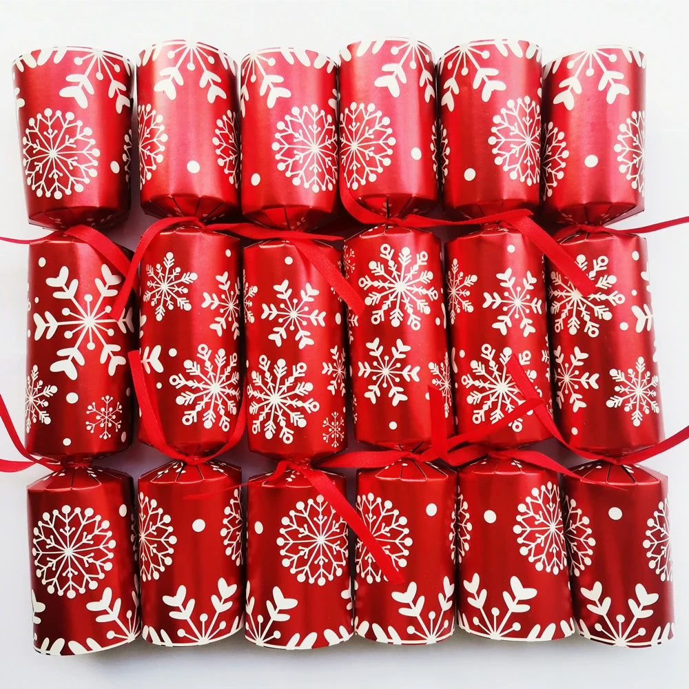 10Inch Christmas Cracker Set of 6pcs Christmas Crackers with Snap and Prize Father Christmas Snowflake Santa Claus Free Shipping